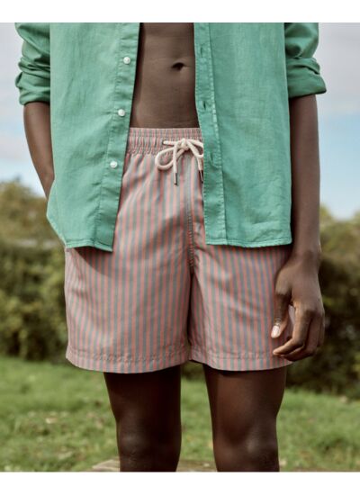 Maillot de bain rayé écru & bleu clair