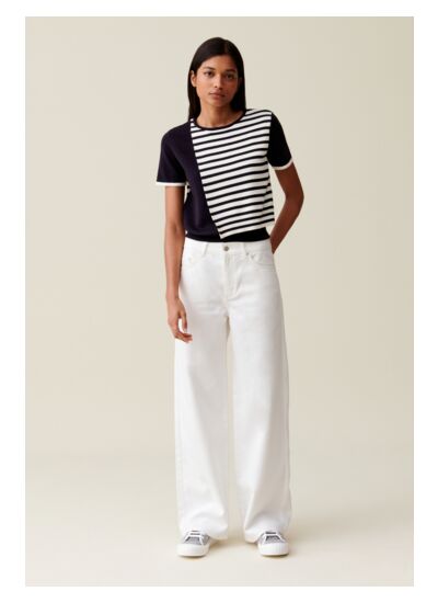 Pull court rabat marinière