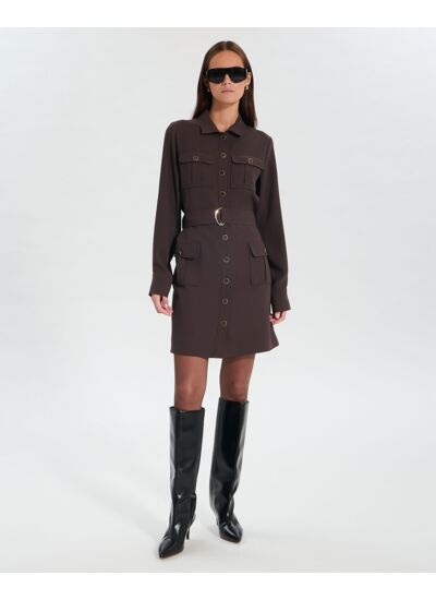 Robe Rever Chocolat en Polyester