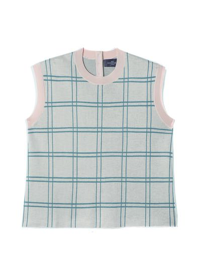 Col rond sans manches dos ouvert - Femme - PLATRE/BLEU GLAZ