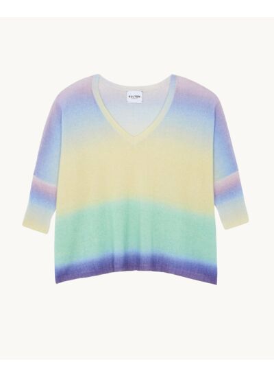 Pull Minie Spray Pull Col V Oversize Cachemire Manches 3/4, 2 fils