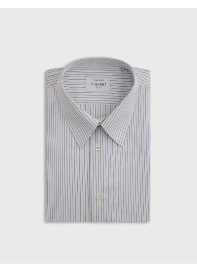 Chemise col prodigieux en popeline rayée bleu