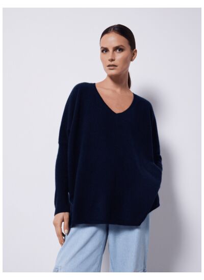 Pull poncho cachemire col V Faustine ASTRAL