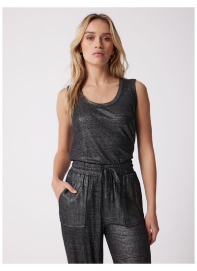 Débardeur lin Afina NOIR/ARGENT