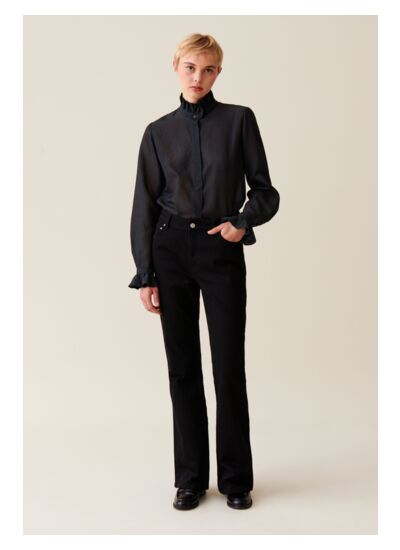 Chemise fluide col volanté rayures