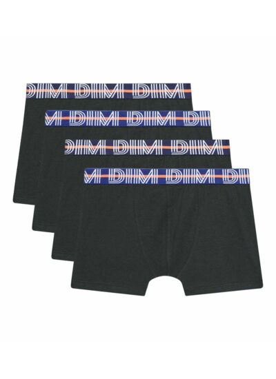 Lot de 4 boxers garçon coton stretch ceinture contrastée Noir EcoDim