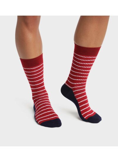 Chaussettes homme made in France au motif marinière Rouge Monsieur Dim
