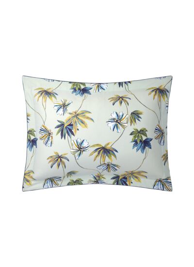 Yves Delorme - Taie d'oreiller en satin de coton vert, Tropical