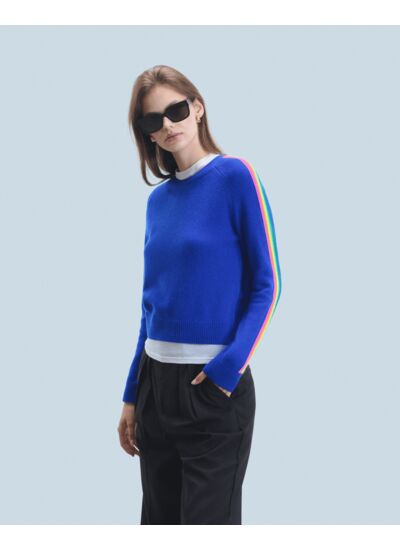 Pull Col Rond Bandes Manches Multicolore