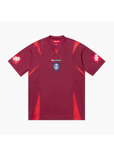 Supreme T-Shirt - Crest Soccer Jersey - Maroon