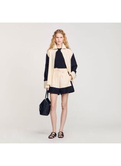 Short bicolore en lin