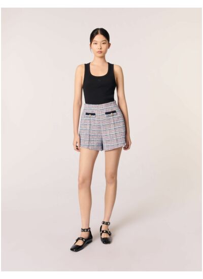 Short en tweed et galons contrastés