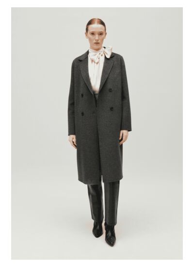 Manteau laine double face gris chiné