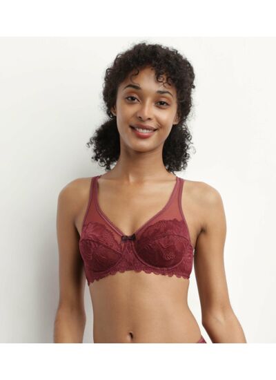 Soutien-gorge emboîtant en dentelle Rubis Foncé Generous Essentiel