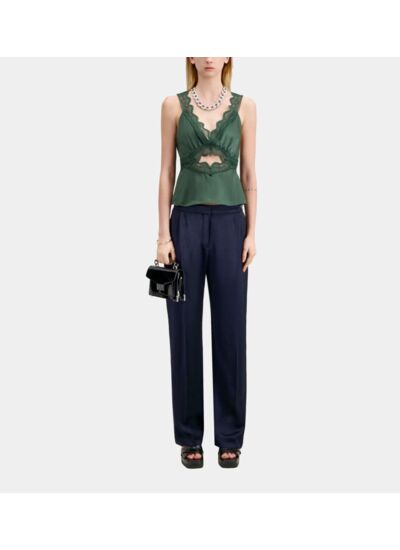 Pantalon A Pinces Fluide Avec Chaine Femme