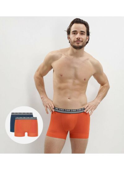 Lot de 2 boxers homme en coton extensible Bleu Orange Stay and Fit