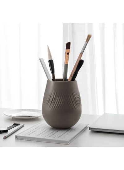 Manufacture Collier vase, 12 x 15 cm, Carré, taupe