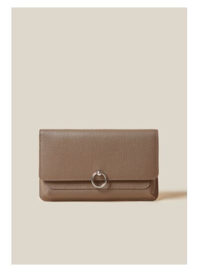 Pochette large cuir grainé