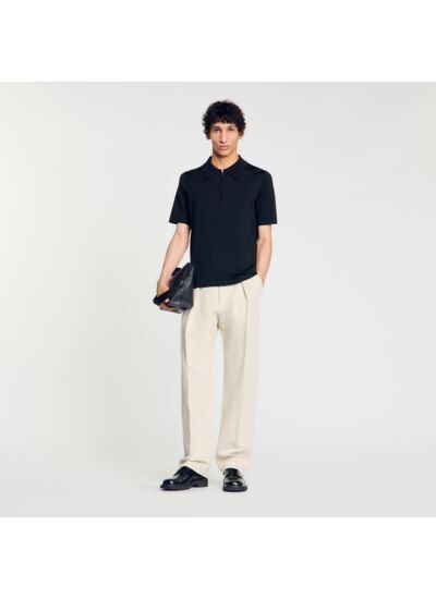 Polo en maille à col zippé