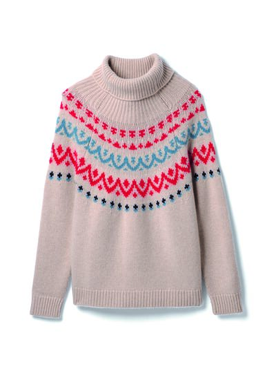 Pull col roulé jacquard fairisle - Femme - AVOINE