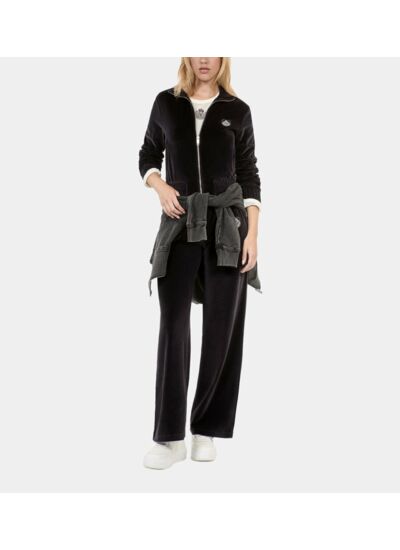 Sweatshirt Logo En Velours Noir Femme