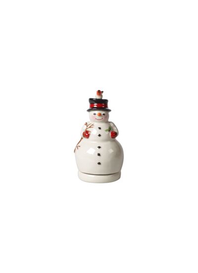 Nostalgic Melody bonhomme de neige rotatif, blanc, 9 x 9 x 17 cm