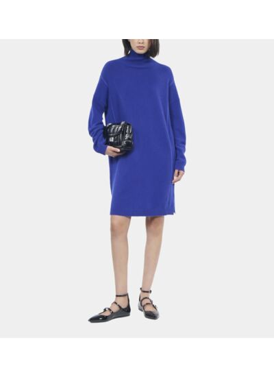 Robe Pull Courte En Cachemire Bleu Électrique Femme