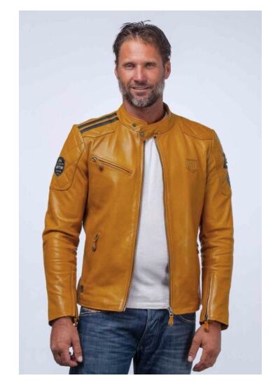 Blouson cuir 24 H Le Mans Duff4 jaune