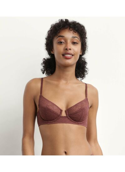 Soutien-gorge emboitant armatures dentelle graphique Cacao Mod de Dim