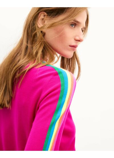 Pull Col Rond Bandes Multicolores