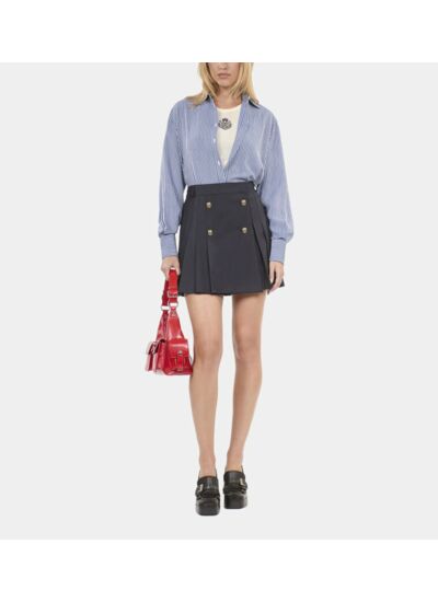 Jupe Courte Plissée Bleu Marine Femme