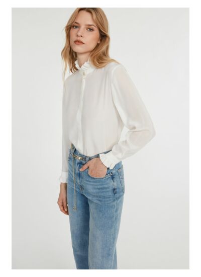 Chemise blanche col montant ondulé