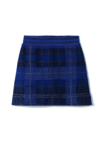 Mini jupe jacquard tartan - Femme - MARINE