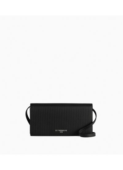 Pochette à rabat avec bandoulière amovible Emilie en cuir signature T