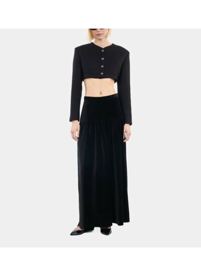 Veste En Laine Et Coton Noire Femme