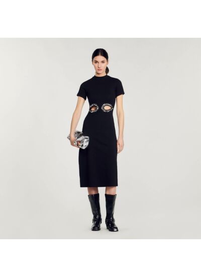 Robe midi à découpes strassées