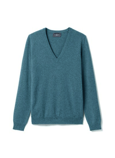 Pull col V classique - Femme - BLEU MINERAL