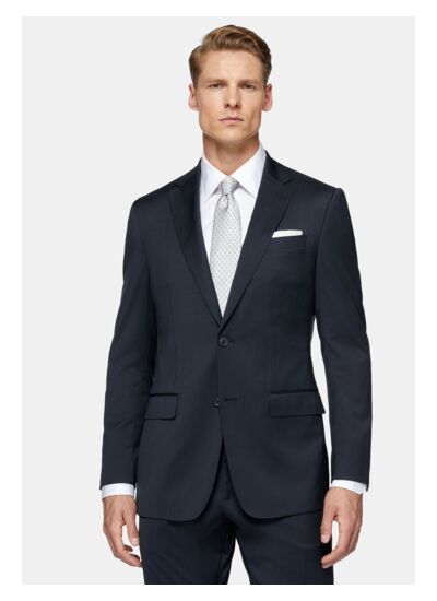 Costume Bleu À Rayures En Laine Extensible