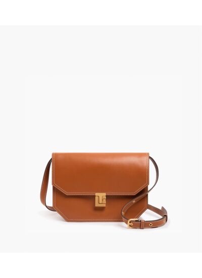 Sac bandoulière moyen modèle Rose en cuir lisse