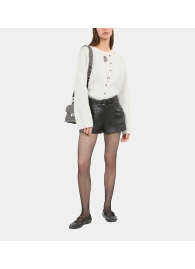 Cardigan En Alpaga Et Laine Écru Femme