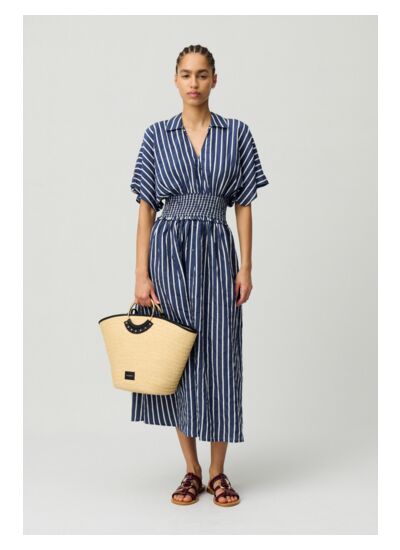 Robe cache-cœur rayée