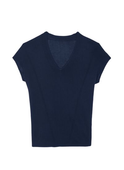 Top JULIAN Top cachemire soie col v manches courtes