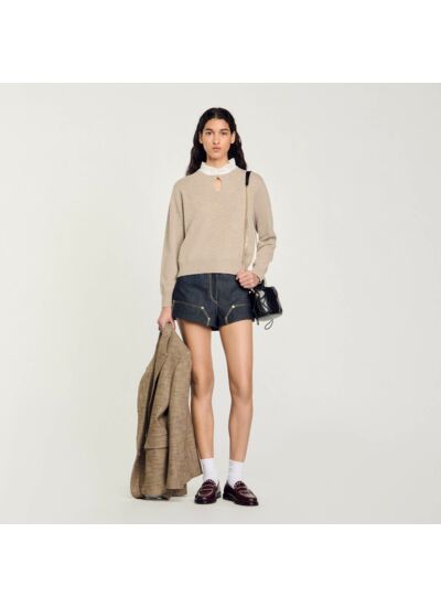 Pull en laine et cachemire à volant