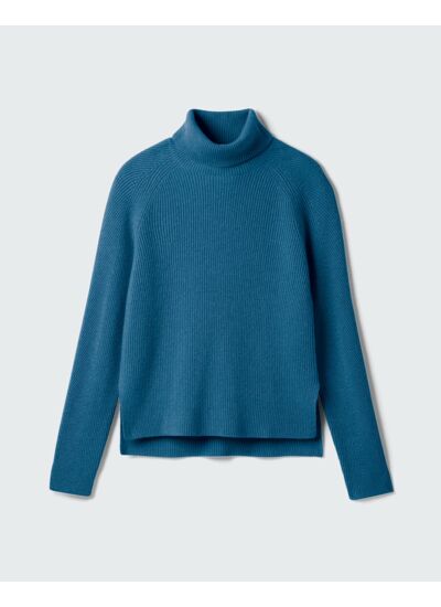 Pull col roulé manches marteau - Femme - BLEU CANOE