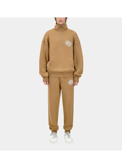 Sweatshirt Marron Avec Sérigraphie Blason Homme