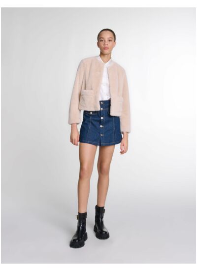 Veste courte en fausse fourrure