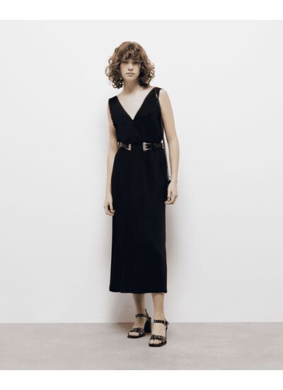 Robe Longue Avec Details Dentelles Femme