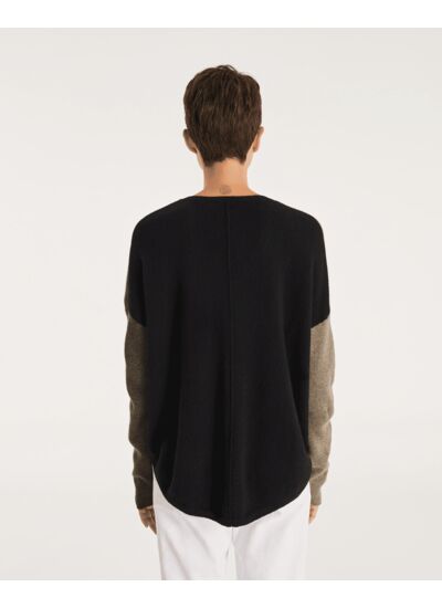 Pull Misha Colorblock Pull cachemire col v oversize liquette, 2 fils