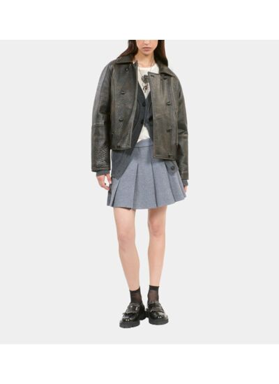 Blouson En Cuir Marron Femme