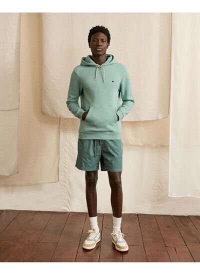 Sweat a capuche bleu-vert